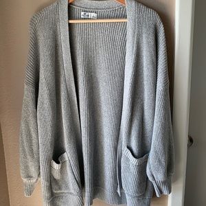 Hollister Gray Long Sleeve Cardigan Oversized Grandpa Sweater